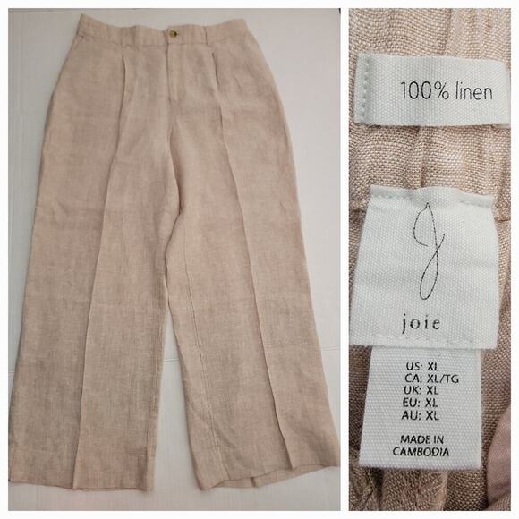 Joie Pants Womens Size XL 100% Linen Straight Wide Leg High Rise Lagenlook - Picture 1 of 10